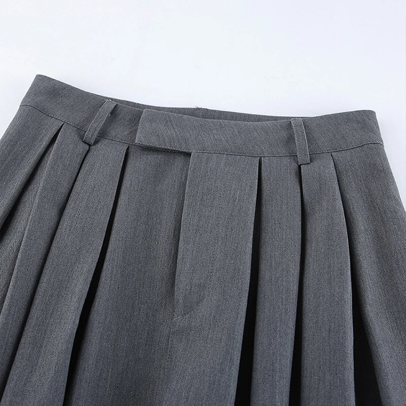 AIERTU  -  French Stylish Commuter Gray Pleated Harem Pants for Women Summer Fashion High Waist Chic Baggy Trousers with Pockets Aiertu