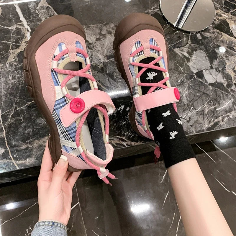 Aiertu Back  to school Ugly and Cute Big-headed Versatile Thick-sole Sneakers Women's Spring and Autumn Student Internet Celebrity High-end Sneakers Aiertu