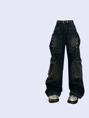 Aiertu Women's Cargo Jeans Baggy Harajuku Y2k Oversize 90s Aesthetic Streetwear Vintage Denim Trousers Jean Pants 2000s Trashy Clothes Aiertu