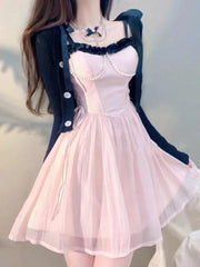 Aiertu Women Fashion New Solid Sweet Mini Dress Vintage Casual A-Line Party Birthday One Pieces Vestidos Female Clothes Summer Robe Aiertu