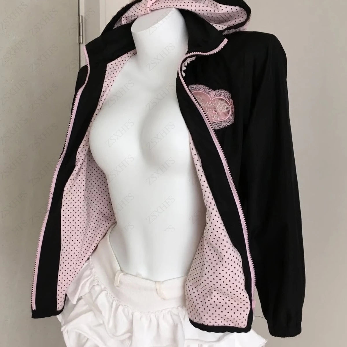 AIERTU  -  Korean Temperament Lace Bow Hooded Sweatshirt Jacket  2000s Personality Fashionable Women Clothing Sweet Kawaii Zip Up Y2k Hoody Aiertu