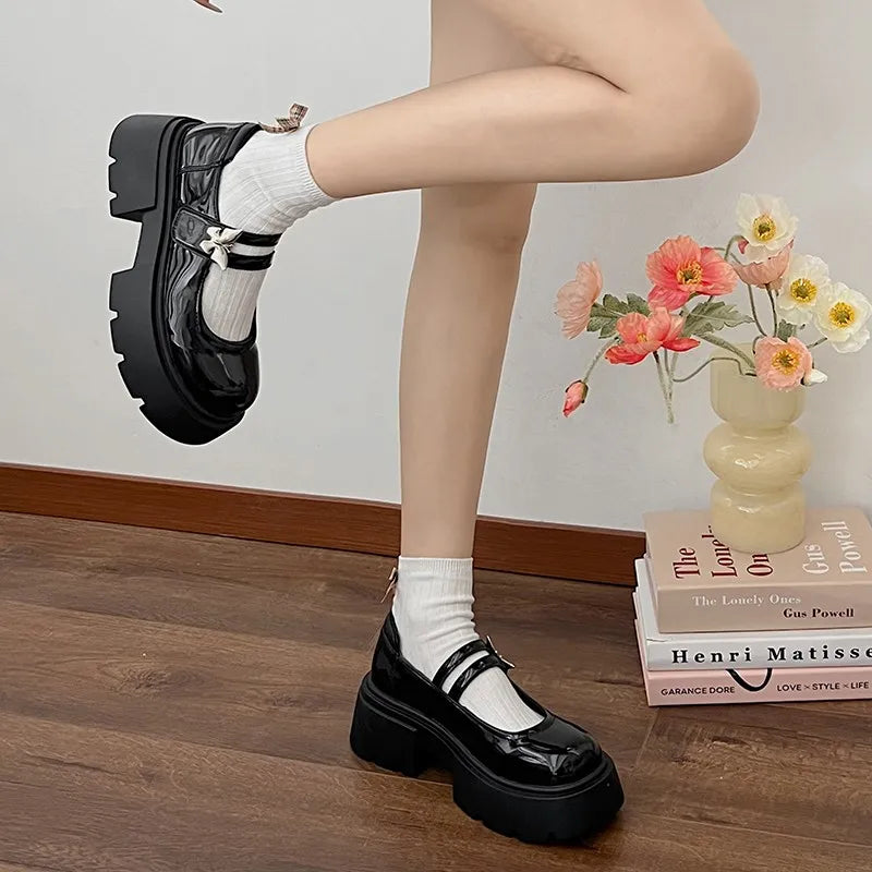 Aiertu Back  to school Ladies platform shoes with wedges and Mary Jane fashion shoes Aiertu