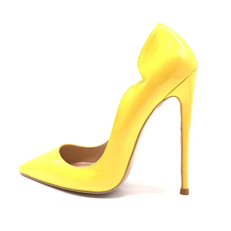 AIERTU  -  European and American Foreign Trade Banquet Patent Lace V-mouth Ultra-fine High-heeled Women's Single Shoes Aiertu