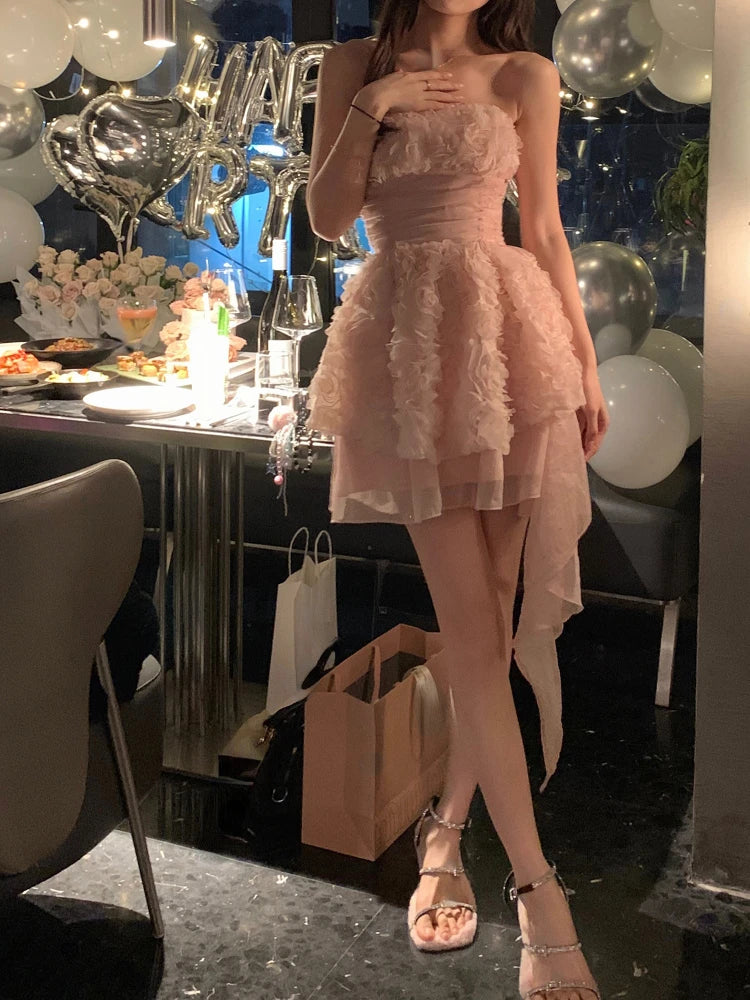 Aiertu Pink Sweet Y2k Mini Dress women SummerCasual Elegant Sleeveless Short Party Dress Slim One Piece Dress Korean Fashion Chic Aiertu