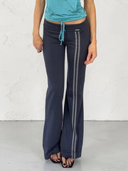 AIERTU  -  Autumn New Trend Stripes Pant Women Chic Metal Decoration Elastic Waist Leisure Comfortable Daily Classic Streetwear Aiertu