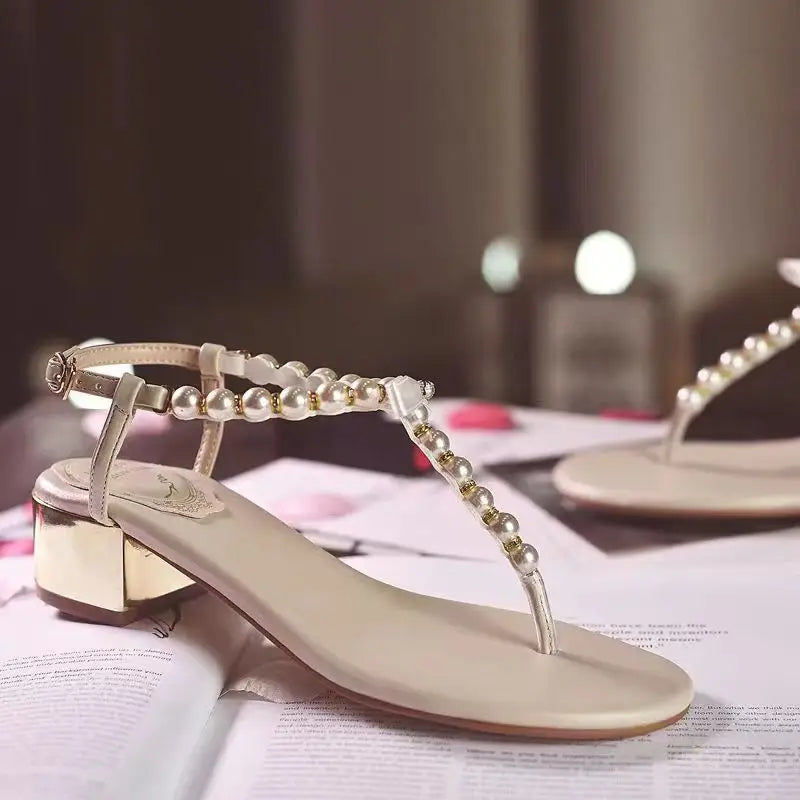 AIERTU  -  New Womens Shoes French Romantic High Heeled Sandals for Woman Fashion Imitation Pearl Casual Shoes Designer Shoes Zapatos Mujer Aiertu