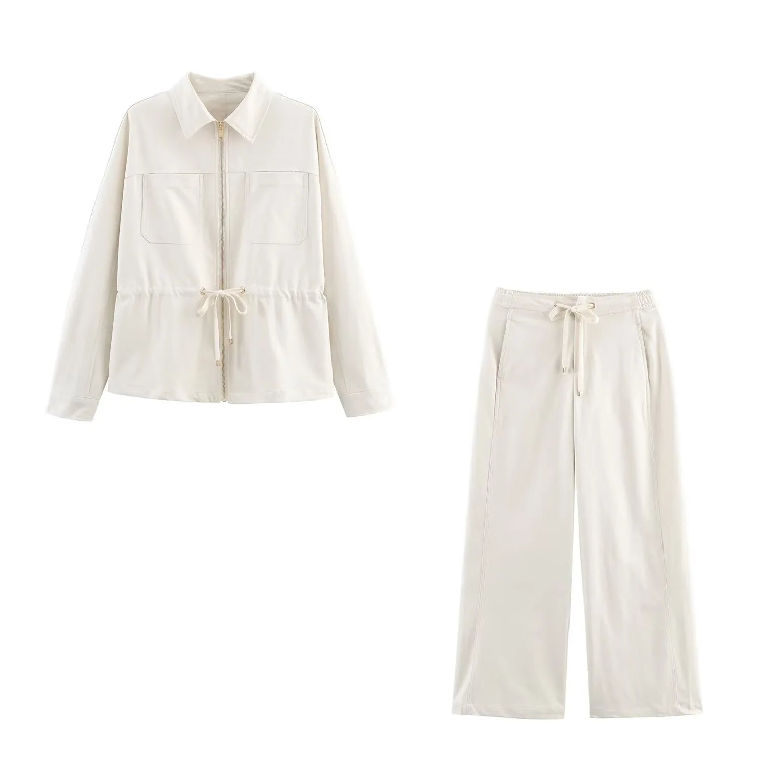 AIERTU  -  Women's Autumn New Long Sleeve Top and Wide Leg Pants Show Temperament Set Aiertu