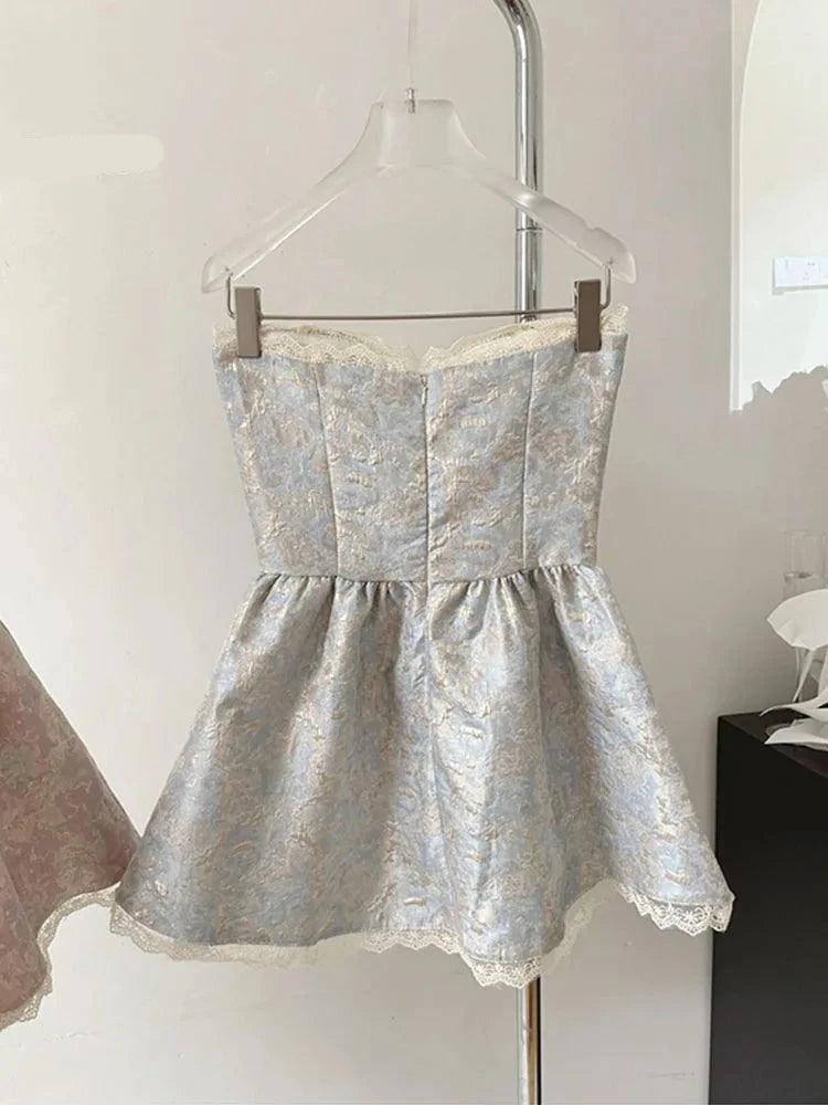 Aiertu French Elegance Lolita Dress Fashion Sweet Luxury Prom Gown Pearl Chain Party Prom Sleeveless Robe 2000s Aesthetic New Design Aiertu