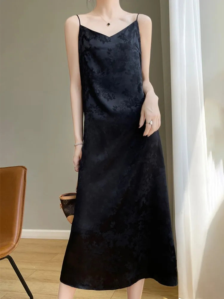Aiertu Summer Women Fashion Elegant Bodycon Midi Dress Spaghetti Strap Vintage Slim Party Evening Clothes Female Long Robe New Clothes Aiertu