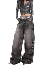 Aiertu Women's Jeans Baggy Harajuku Denim Trousers Y2k Japanese 2000s Style Wide Jean Pants Vintage 2000s Trashy Oversize Clothes 2024 Aiertu
