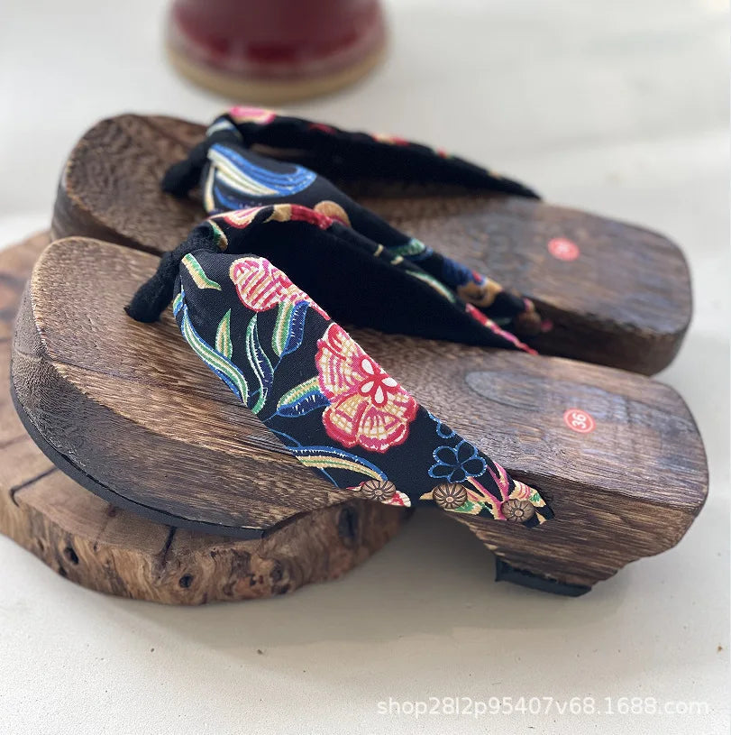 AIERTU  -  New Women's Japanese Style Crescent Geta Sandals Solid Color Modified Platform High Heel Thong Slippers For Cosplay Aiertu
