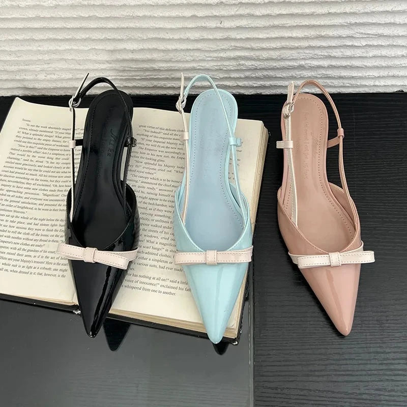 AIERTU  -  Bow Elegant Women's Sandals Summer Fashion Kitten Heels Dress Shoes Ladies Pointed Toe Slingbacks Women Heels and Pumps Aiertu
