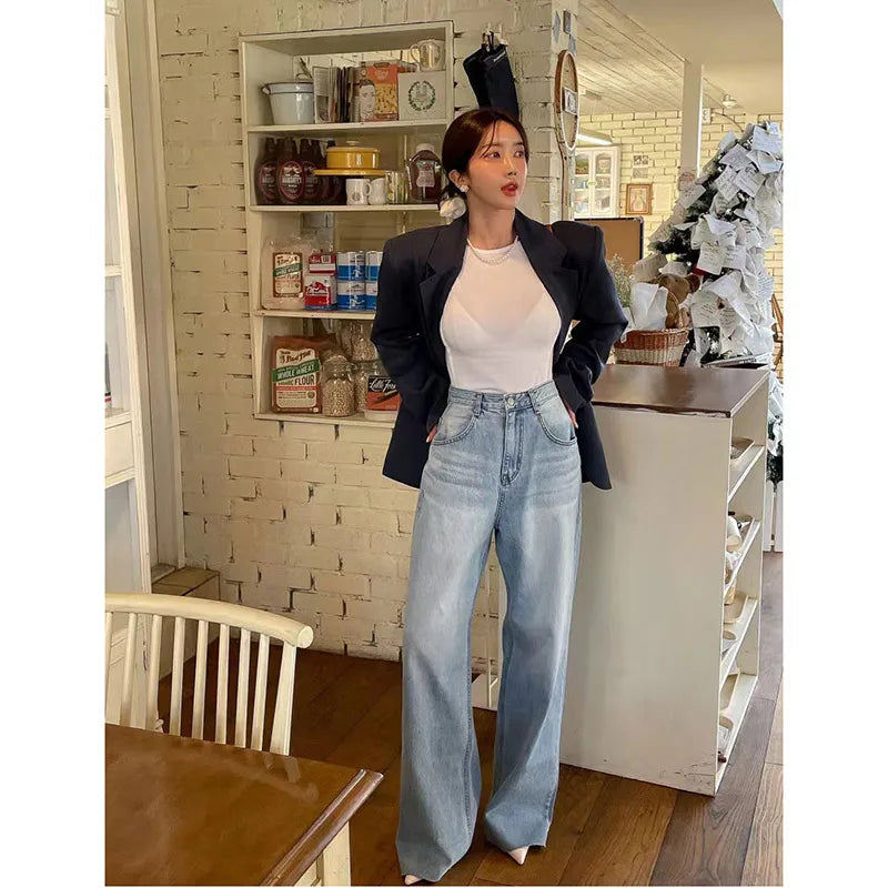 Aiertu Women Jeans with Heart Vintage Y2k 90s Aesthetic Baggy Denim Trouser 2000s Harajuku Kawaii Wide Cowboy Pants Trashy Clothes 2024 Aiertu