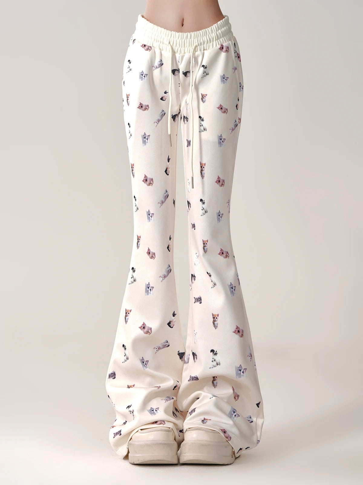 Aiertu Cat print slim casual pants Aiertu