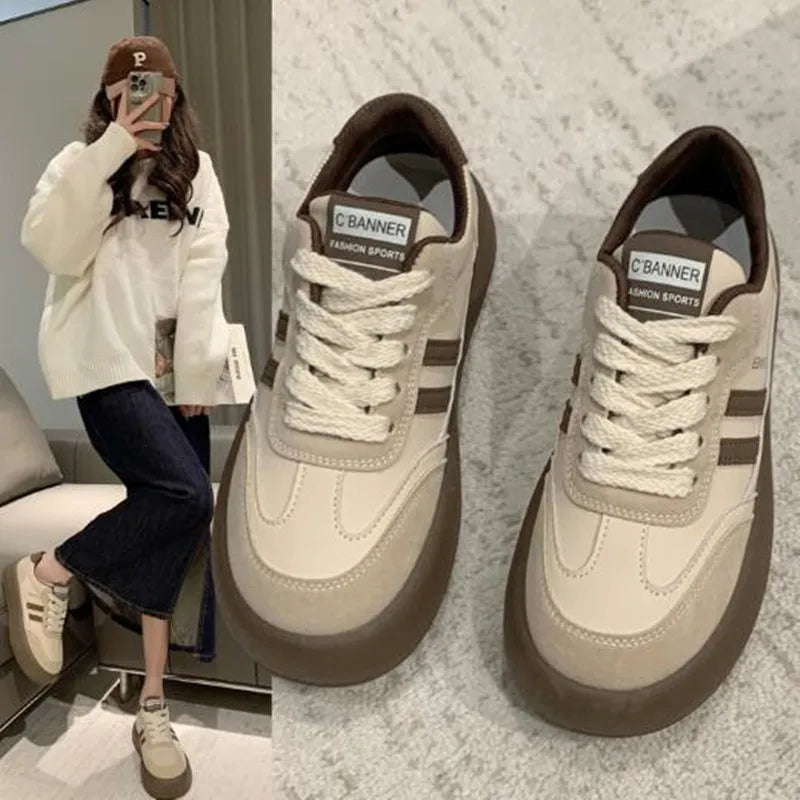 Aiertu Thick Soles Increase Shoes for Women 2024 Autumn Sneakers Korean Version Retro Fashion All Wear Light Sports Casual Board Shoe Aiertu