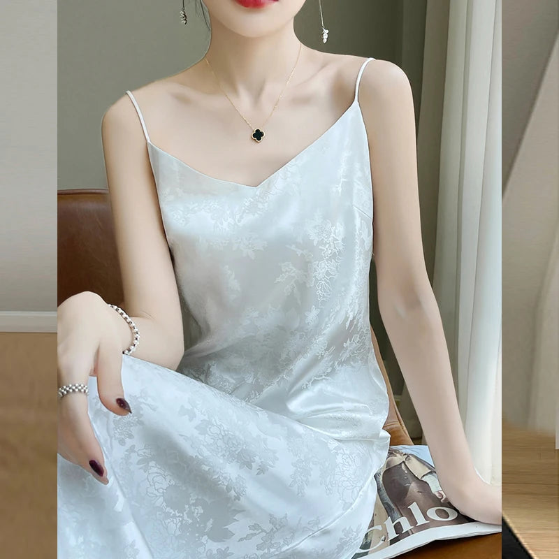 Aiertu Summer Women Fashion Elegant Bodycon Midi Dress Spaghetti Strap Vintage Slim Party Evening Clothes Female Long Robe New Clothes Aiertu