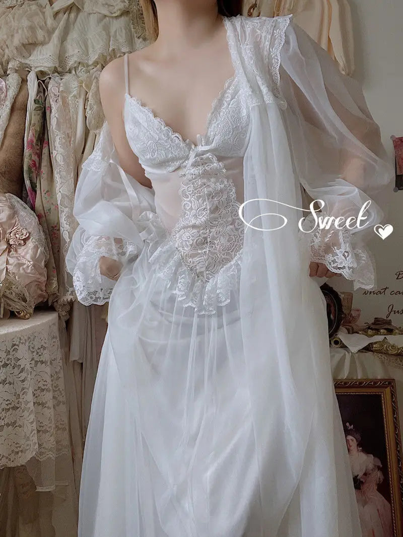 Aiertu Autumn White Fairy Vintage Sweet Dress Women Mesh Lace Sexy Casual Korean Dress Female Patchwork Designer Princess Dresses Aiertu