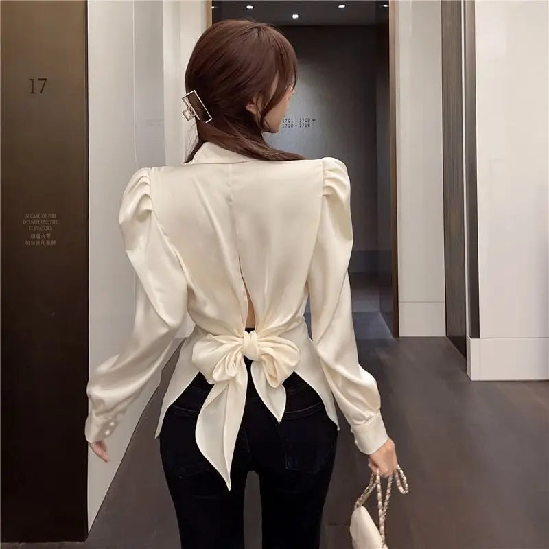 Aiertu Office Ladies Blazer Jacket Women Turn Down Collar Single Breasted Korean Casual White Vintage Outerwear Stylish Tops Aiertu