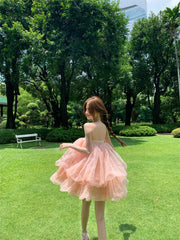 AIERTU  -  Summer French Fashion Fairy Mini Dress Women's Sleeveless Strapless Tulle Bubble Puffy Dress Elegant Chic Princess Party Dress Aiertu
