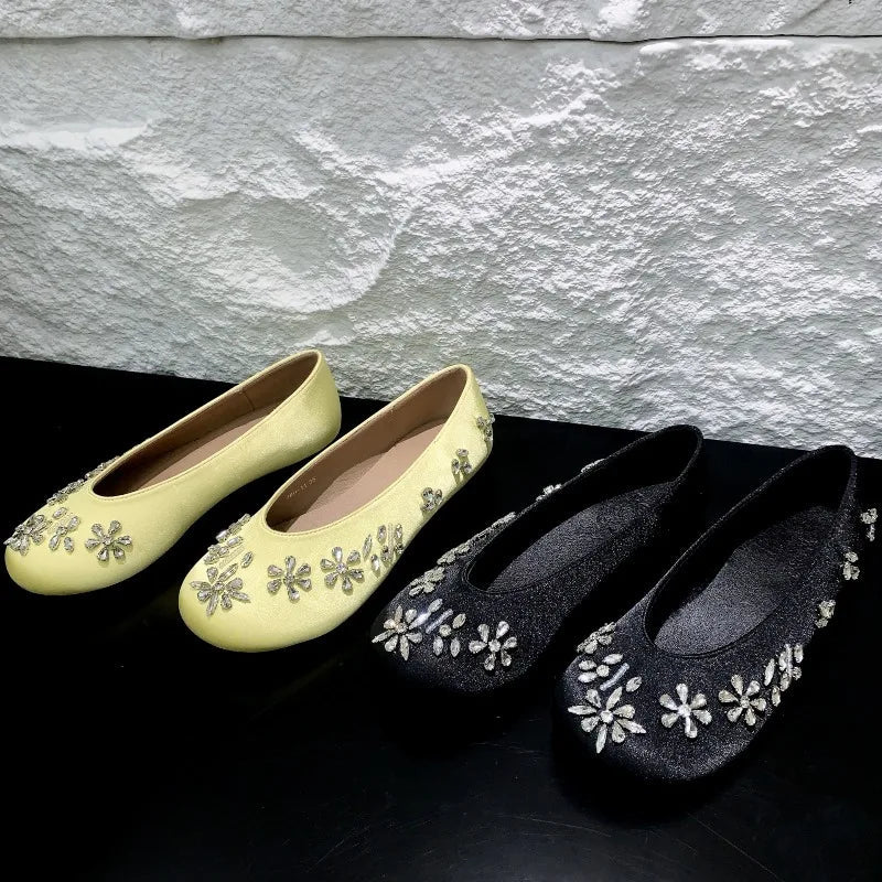 AIERTU  -  Women's Mary Jane Shoes Exquisite Rhinestone Flower Casual Shoes for Woman Fashion Ballet Flat Shoe Designer Shoes Zapatos Mujer Aiertu