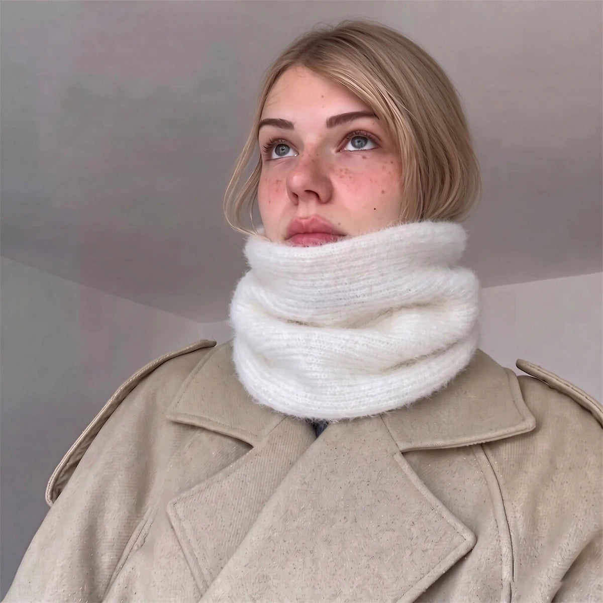 AIERTU  -  Women Fuzzy Knit Neck Gaiter Soft Plush Lined Infinity Scarf Winter Elegant Warm Thick Neck Warmer for Outdoor Daily Wear Aiertu