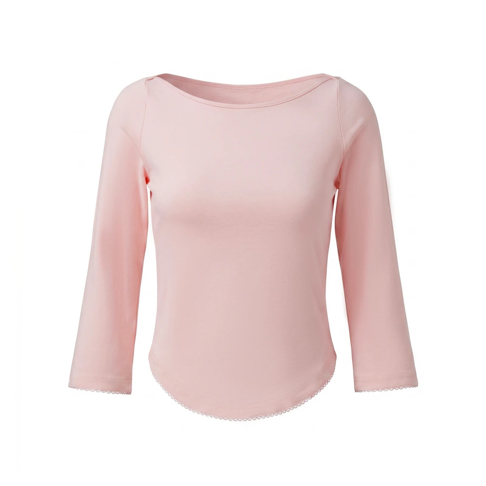 AIERTU  -  Women Summer Elegant T-Shirts Boat Neck 3/4 Sleeves Scalloped Curved Hem T-Shirts Y2K Cute Going Out T-Shirts Tops Aiertu