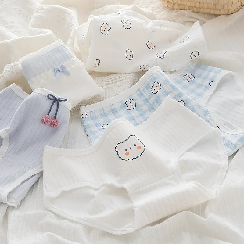 5Pcs/set Cotton Panties for Women Girl Briefs Underwear Plus Size Cute Soft Short Pantys Sexy Lingerie Female Ladies Underpants Aiertu