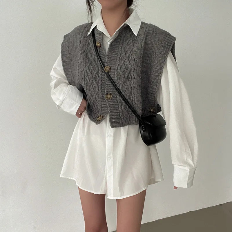AIERTU  -  Button-knitted Cardigan Vest Women's Women's Soft Waxy Gentle Wind Sweater Vest Women Aiertu
