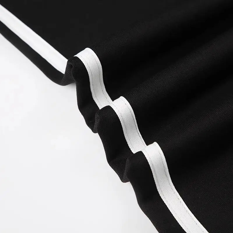 AIERTU  -  American Simple Stripe Casual Trousers Print Slim Knit All-match Office Lady Pants Straight Personalized Streetwear Hip Hop Pant Aiertu