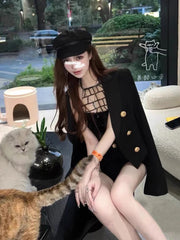 Aiertu Fashion Simple Casual Long Sleeve Female Jackets Suit Collar Blazers Short Tops 2023 Autumn Korean Chic Elegant Women Coats Aiertu