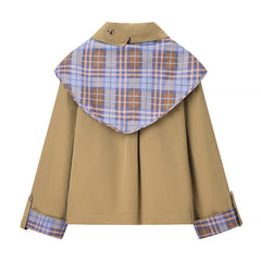AIERTU  -  Autumn/Winter Women's Retro Plaid Double-sided Reversible Lapel Scarf Jacket Fashionable Multifunctional Embroidered Coat Aiertu