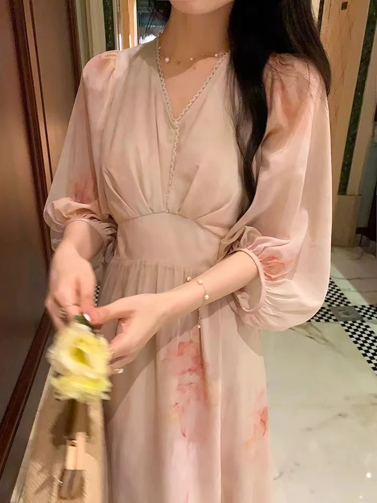 Aiertu French Style Women Fashion Elegant Casual Midi Party Dress Vintage Chic A-Line Prom Birthday Clothes Female Summer Vestidos New Aiertu
