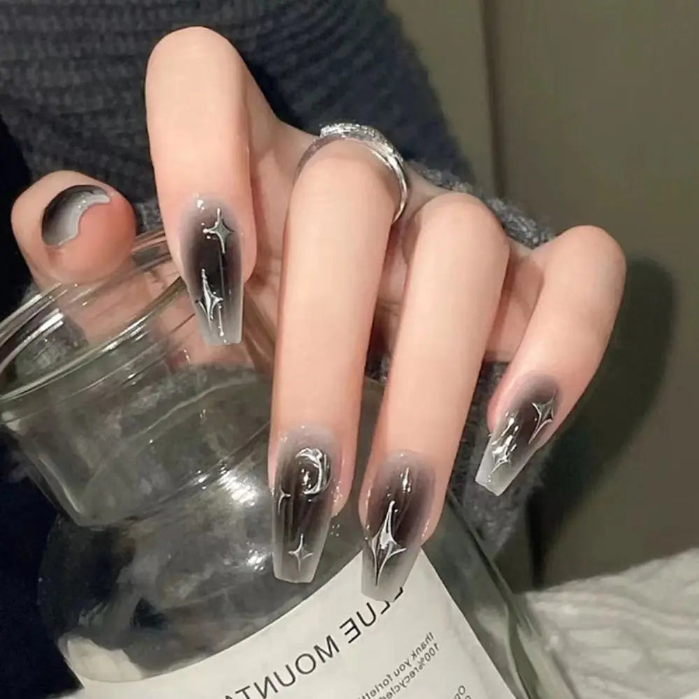 Aiertu 24pcs Gradient Fake Nails French Ballerina Nail Waterproof Faux Medium Coffin false nails Fingernails Press on Nails Tips aiertu