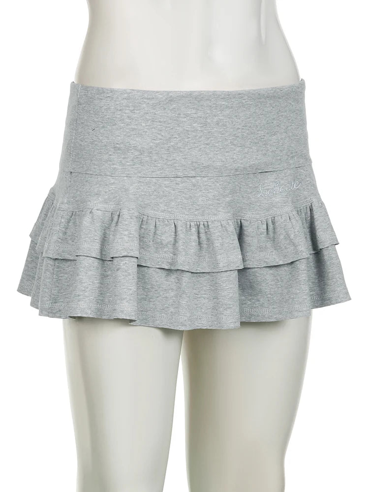 Aiertu Y2K Aesthetics Pleated Mini Skirts Women Fairycore Kawaii Ruffles Patchwork Solid Retro Skirts 2000s Coqutte Clothes Aiertu