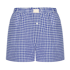 Aiertu Gingham Boxer Shorts for Women Teen-girls Elastic Waistband Pull-on Red Blue Plaid Shorts Outfit Casual Lounge Summer Shorts Aiertu