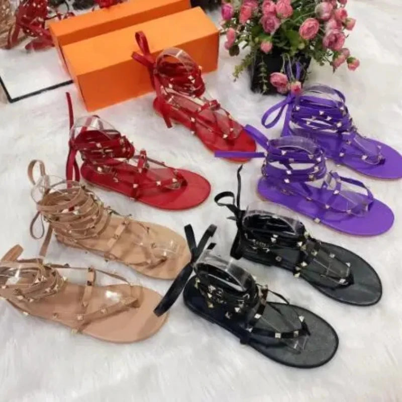 AIERTU  -  Women's Sandals Summer Strap Open-toe Sandals Women Round Toe Flat Outdoor Beach Leopard Slippers Female Shoes Aiertu