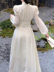Aiertu Fashion New Women Elegant Casual Long Dress Autumn Vintage A-Line Solid Party Birthday Dresses Female Clothes Robe Vestidos Aiertu