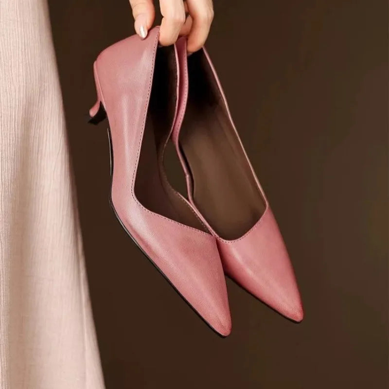 AIERTU  -  Fashion Pointed Toe Shallow Single Shoes Women New High Heels Versatile Kitten Heel Work Shoes Aiertu