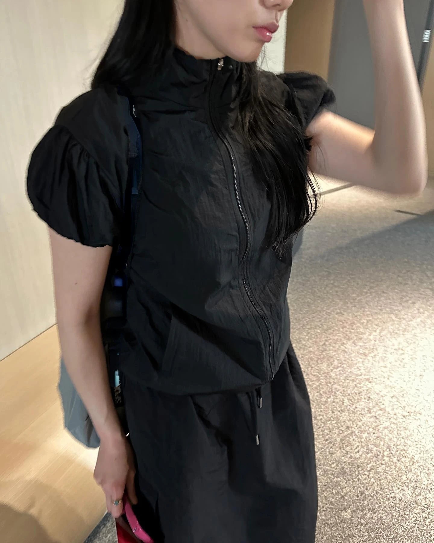 Aiertu Summer Thin Sun Protection Short Sleeve Jackets Vintage Slim Stand Neck Coat Casual Zipper Y2k Aesthetic Cargo  Solid Coats Aiertu