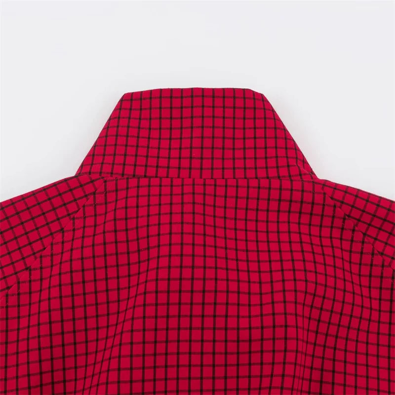 AIERTU  -  Women's Jacket Spring and Autumn New Fashionable Versatile Long-Sleeve Stand Collar Plaid Pilot Jacket Aiertu
