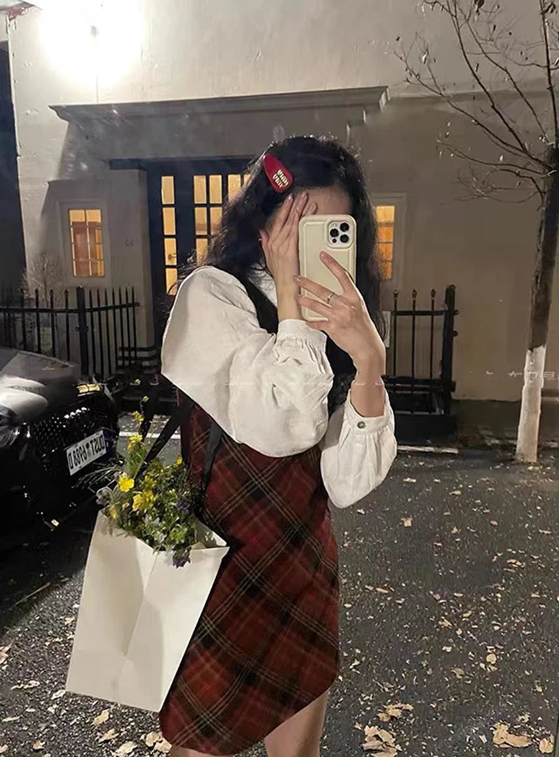 Aiertu Vintage White Shirts Women Japanese Preppy Bandage Long Sleeve Blouses Summer Harajuku Korean Basic Single Breasted Chic Tops Aiertu