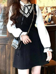 Aiertu Coquette Preppy Style School Dress Polo Korean Fashion Kawaii Student Fake Two Pieces Mini Short Dresses Autumn Aiertu
