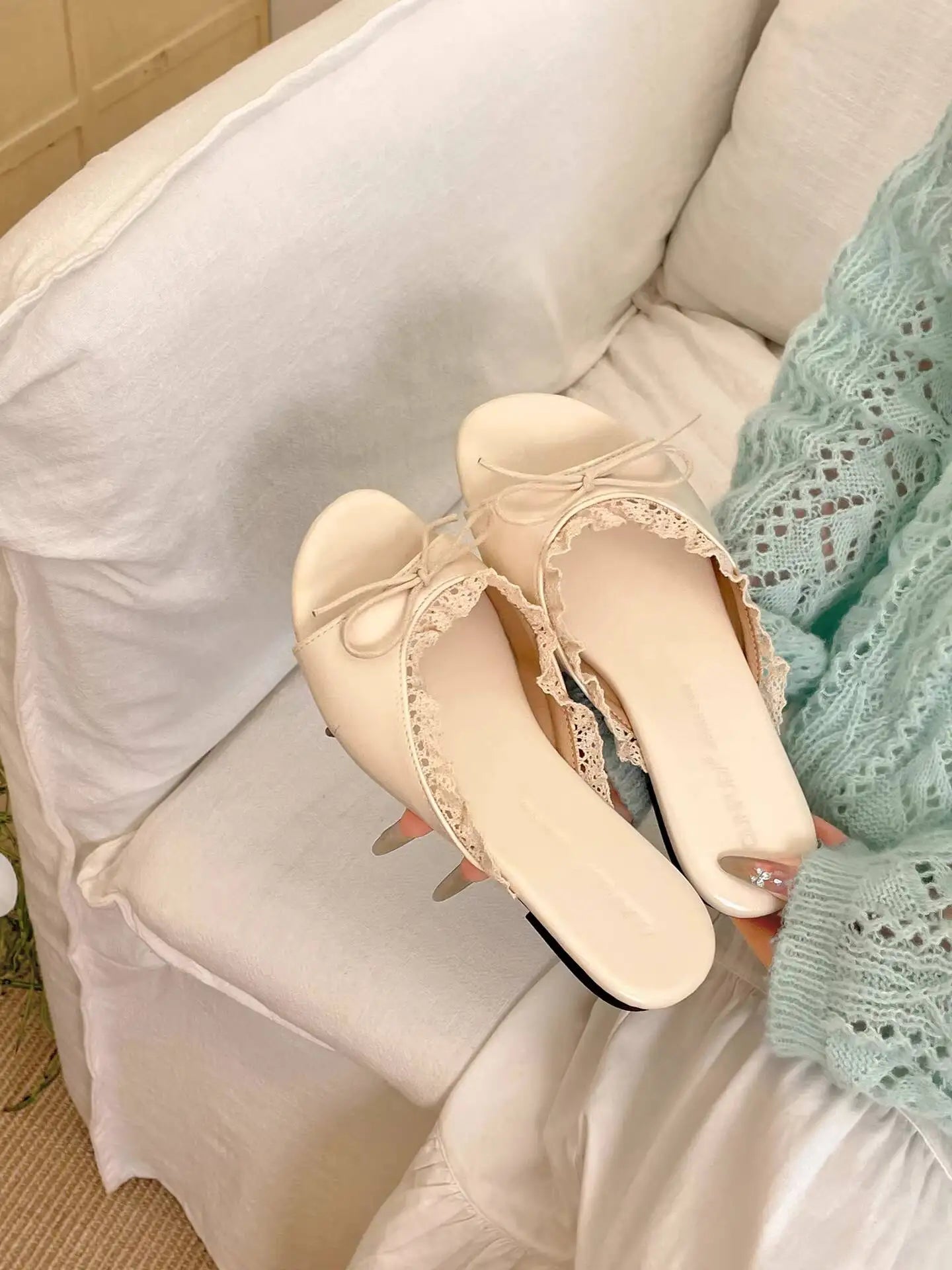 AIERTU  -  New Summer Women's French Fairy Style Slide Sandals Bowknot Non Slip Flat Slippers Casual Outdoor Beach Dress Shoes Aiertu