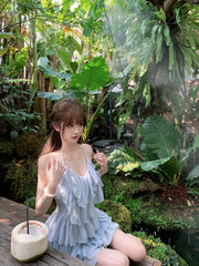 Aiertu 2024 New Solid Sweet Y2k Mini Dress Beach Chiffon Sexy Sleeveless French Elegant Dress Casuasl One Piece Dress Korean Fashion Aiertu