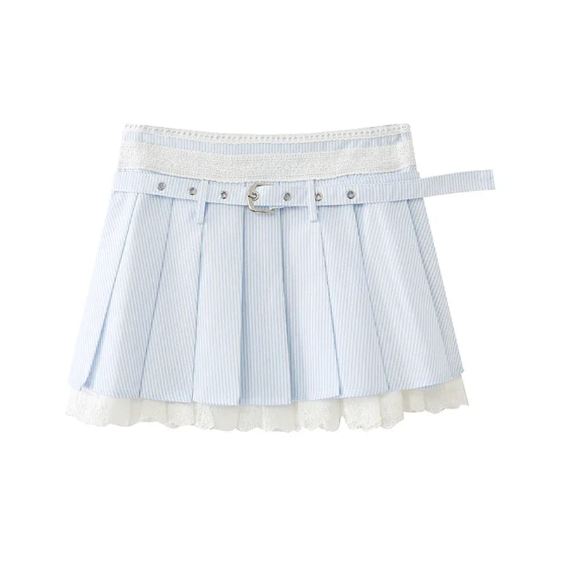Aiertu Women Skirt Sets Vintage Long Sleeve Shirt and A-Line Mini Pleated Skirt Y2k Elegant Harajuku Two Piece Suit 2000s Clothes 2024 Aiertu