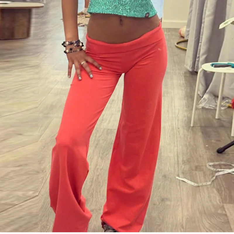 AIERTU  -  Casual Fold Solid Women's Pants Loose Elastic Waist Wide Leg Pleated Female Trousers Summer Lady Chic All-match Trouser New Aiertu
