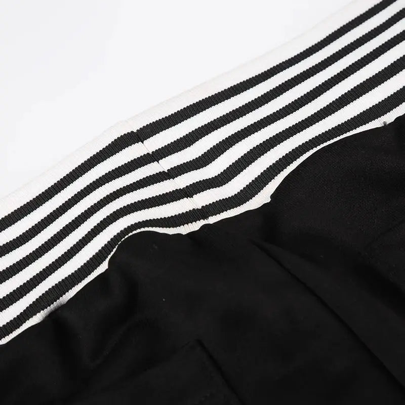 AIERTU  -  American Simple Stripe Casual Trousers Print Slim Knit All-match Office Lady Pants Straight Personalized Streetwear Hip Hop Pant Aiertu
