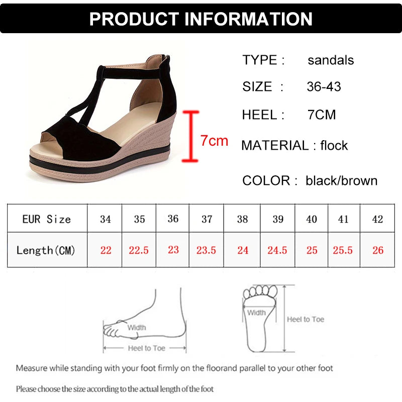 Retro Chunky Platform Gladiator Sandals for Women Plus Size Wedge High Heels Sandals Woman Comfy Peep Toe Platform Sandles 43 Aiertu