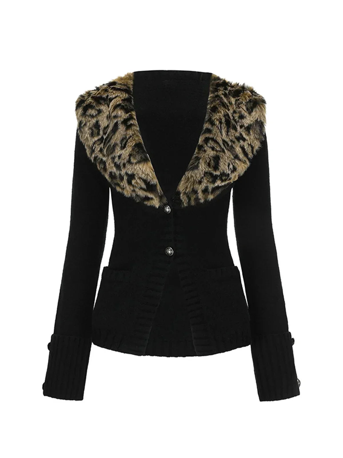 Leopard Cardigan Women Japanese Gyaru V-neck Long Sleeve Streetwear Slim Sexy Cardigan Sweater Y2k Vintage Top Autumn Aiertu