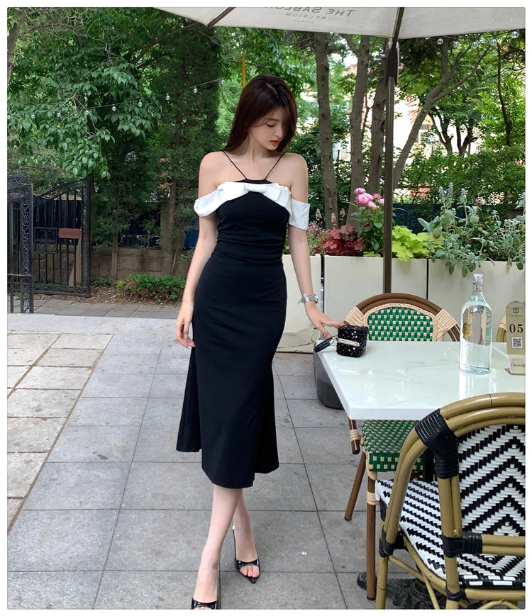 Aiertu New French Style Women Bodycon Midi Party Summer Dress Halter Sleeveless Slim Sexy Evening Party Club Robe Female Black Vestidos Aiertu